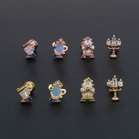 1 Piece Ig Style Simple Style Geometric Plating Inlay Brass Zircon 18k Gold Plated White Gold Plated Ear Studs main image 3