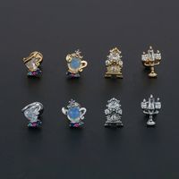 1 Piece Ig Style Simple Style Geometric Plating Inlay Brass Zircon 18k Gold Plated White Gold Plated Ear Studs main image 5