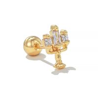 1 Piece Ig Style Simple Style Geometric Plating Inlay Brass Zircon 18k Gold Plated White Gold Plated Ear Studs main image 6
