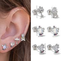 1 Piece Ig Style Simple Style Geometric Plating Inlay Brass Zircon 18k Gold Plated White Gold Plated Ear Studs main image 2