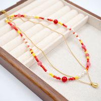 Synthetic Resin Freshwater Pearl Titanium Steel Gold Plated Casual Retro Pastoral Beaded Handmade Plating Multicolor Necklace main image 4