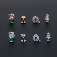 1 Piece Ig Style Simple Style Geometric Animal Cartoon Character Plating Inlay Brass Zircon 18k Gold Plated White Gold Plated Ear Studs main image 3