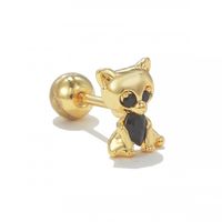 1 Piece Ig Style Simple Style Geometric Animal Cartoon Character Plating Inlay Brass Zircon 18k Gold Plated White Gold Plated Ear Studs main image 6