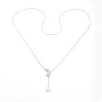 Elegant Simple Style Star Moon Sterling Silver Plating White Gold Plated Pendant Necklace sku image 1