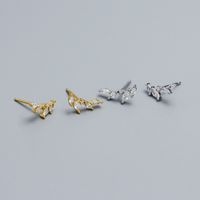 1 Pair Ig Style Leaf Plating Sterling Silver Zircon Ear Studs main image 1