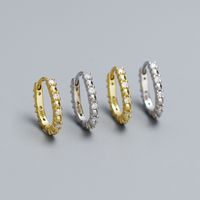 1 Pair Casual Simple Style Round Plating Inlay Sterling Silver Zircon Earrings main image 3