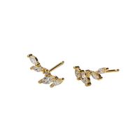 1 Pair Ig Style Leaf Plating Sterling Silver Zircon Ear Studs main image 5