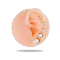 1 Piece Ear Cartilage Rings & Studs Simple Style Round 316 Stainless Steel  Plating Inlay Zircon main image 3