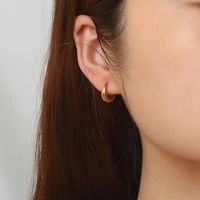 1 Pair Simple Style Geometric Plating Stainless Steel Huggie Earrings main image 3