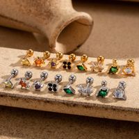 1 Piece Ear Cartilage Rings & Studs Simple Style Geometric 316 Stainless Steel  Copper Plating Inlay Zircon main image 7