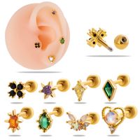 1 Piece Ear Cartilage Rings & Studs Simple Style Geometric 316 Stainless Steel  Copper Plating Inlay Zircon main image 8