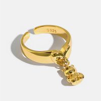 Großhandel Einfacher Stil Tragen Kupfer Versilbert Charm Ring Offener Ring main image 3