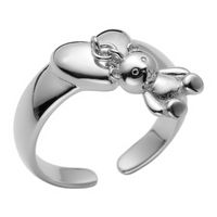 Wholesale Simple Style Bear Copper Silver Plated Charm Rings Open Rings sku image 2