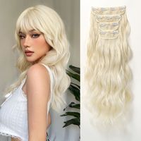 Women's Cute Sweet Gold Black Casual Chemical Fiber Long Curly Hair Wig Clips sku image 1