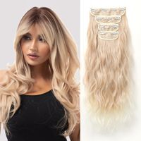 Women's Simple Style Gold Casual Weekend Chemical Fiber Long Curly Hair Wig Clips sku image 1