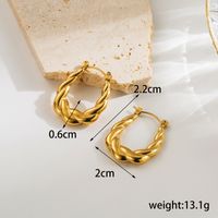 1 Pair Casual Retro Water Droplets Twist Plating Stainless Steel 18k Gold Plated Ear Studs main image 5