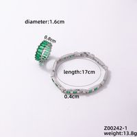 Glam Simple Style Geometric Copper Plating Inlay Zircon Silver Plated Rings Bracelets main image 3