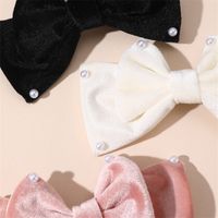 Women's Cute Sweet Bow Knot Alloy Cloth Flannel Inlay Artificial Pearls Hair Clip main image 3
