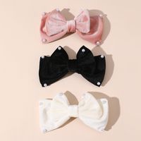 Women's Cute Sweet Bow Knot Alloy Cloth Flannel Inlay Artificial Pearls Hair Clip main image 5