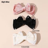 Women's Cute Sweet Bow Knot Alloy Cloth Flannel Inlay Artificial Pearls Hair Clip main image 2