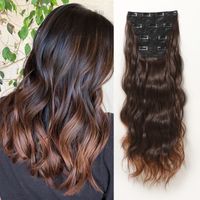 Women's Sweet Brown Casual Home Chemical Fiber Long Curly Hair Wig Clips sku image 1