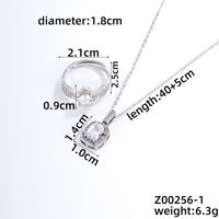 304 Stainless Steel Copper IG Style Simple Style Plating Inlay Geometric Zircon Rings Necklace main image 2