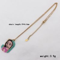 Ethnic Style Portrait Stainless Steel Glass Beaded Plating Gold Plated Unisex Pendant Necklace main image 2