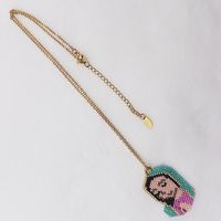 Ethnic Style Portrait Stainless Steel Glass Beaded Plating Gold Plated Unisex Pendant Necklace sku image 5