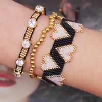 Ig Style Retro Heart Shape Glass Beaded Knitting Inlay Zircon Women's Bracelets main image 6