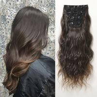 Women's Simple Style Brown Casual Weekend Chemical Fiber Long Curly Hair Wig Clips sku image 1
