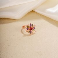 Copper K Gold Plated Casual Simple Style Classic Style Plating Inlay Flower Zircon Rings Necklace main image 5