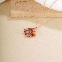 Copper K Gold Plated Casual Simple Style Classic Style Plating Inlay Flower Zircon Rings Necklace main image 4