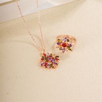 Copper K Gold Plated Casual Simple Style Classic Style Plating Inlay Flower Zircon Rings Necklace main image 3