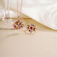 Copper K Gold Plated Casual Simple Style Classic Style Plating Inlay Flower Zircon Rings Necklace main image 1