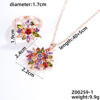 Copper K Gold Plated Casual Simple Style Classic Style Plating Inlay Flower Zircon Rings Necklace main image 2