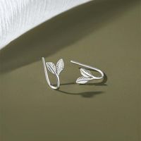 1 Pair Glam Sweet Leaf Solid Color Plating Sterling Silver Ear Studs main image 3