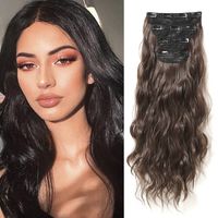 Women's Sweet Simple Style Brown Casual Party Chemical Fiber Long Curly Hair Wig Clips sku image 2