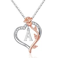 Wholesale Elegant Simple Style Letter Heart Shape Rose Stainless Steel Copper Plating Inlay Zircon sku image 1