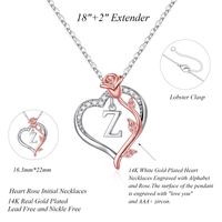 Wholesale Elegant Simple Style Letter Heart Shape Rose Stainless Steel Copper Plating Inlay Zircon main image 2