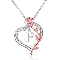 Wholesale Elegant Simple Style Letter Heart Shape Rose Stainless Steel Copper Plating Inlay Zircon sku image 16