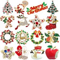 Christmas Brooch Crutches Elk Snowflake Snowman Christmas Tree Wreath Bell Boots Pin Corsage Hot Sale sku image 64