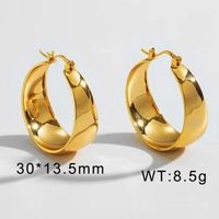 1 Pair Retro Streetwear Solid Color Plating Stainless Steel 18K Gold Plated Hoop Earrings sku image 5