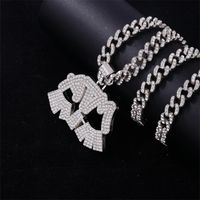 Hip Hop Carta Aleación De Zinc Enchapado Embutido Diamantes De Imitación Hombres Collar Colgante main image 4