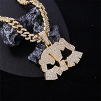 Hip Hop Carta Aleación De Zinc Enchapado Embutido Diamantes De Imitación Hombres Collar Colgante main image 5