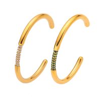 Ig Style Classic Style Commute C Shape Stainless Steel Titanium Steel Plating Inlay Zircon 18k Gold Plated Bangle main image 6
