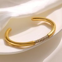 Ig Style Classic Style Commute C Shape Stainless Steel Titanium Steel Plating Inlay Zircon 18k Gold Plated Bangle main image 4