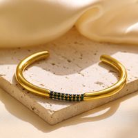 Ig Style Classic Style Commute C Shape Stainless Steel Titanium Steel Plating Inlay Zircon 18k Gold Plated Bangle main image 3
