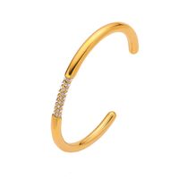 Ig Style Classic Style Commute C Shape Stainless Steel Titanium Steel Plating Inlay Zircon 18k Gold Plated Bangle sku image 1