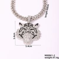 Hip Hop Tigre Aleación De Zinc Enchapado Embutido Diamantes De Imitación Hombres Collar Colgante sku image 1