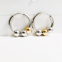 1 Pair Punk Simple Style Geometric Stainless Steel 14K Gold Plated Hoop Earrings sku image 1